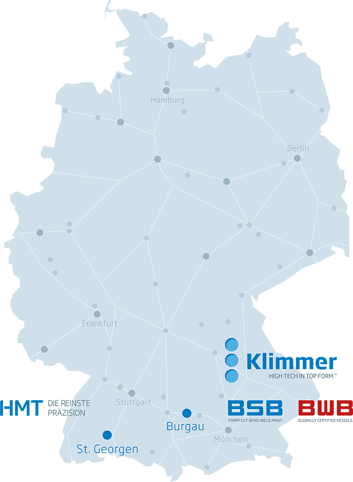 Klimmer_Deutschlandkarte_704x961_300dpi Deutschlandkarte mit Standorten der Klimmer Group Auf unserer Laserschweißzelle werden diese Komponenten vollautomatisiert gefügt. Der Prozess wird kontinuierlich überwacht, qualitätsrelevante Parameter werden dokumentiert und definierte Merkmale werden zu 100 % geprüft. Die Kombination aus automatisierter Fügetechnologie und prozessbegleitender Kontrolle schafft stabile Serienbedingungen – insbesondere dort, wo thermischer Verzug, Nahtgeometrie oder Bauteilpositionierung kritisch sind. #klimmercrew #hightechintopform #laserschweissen #emobilität #prozessstabilität
